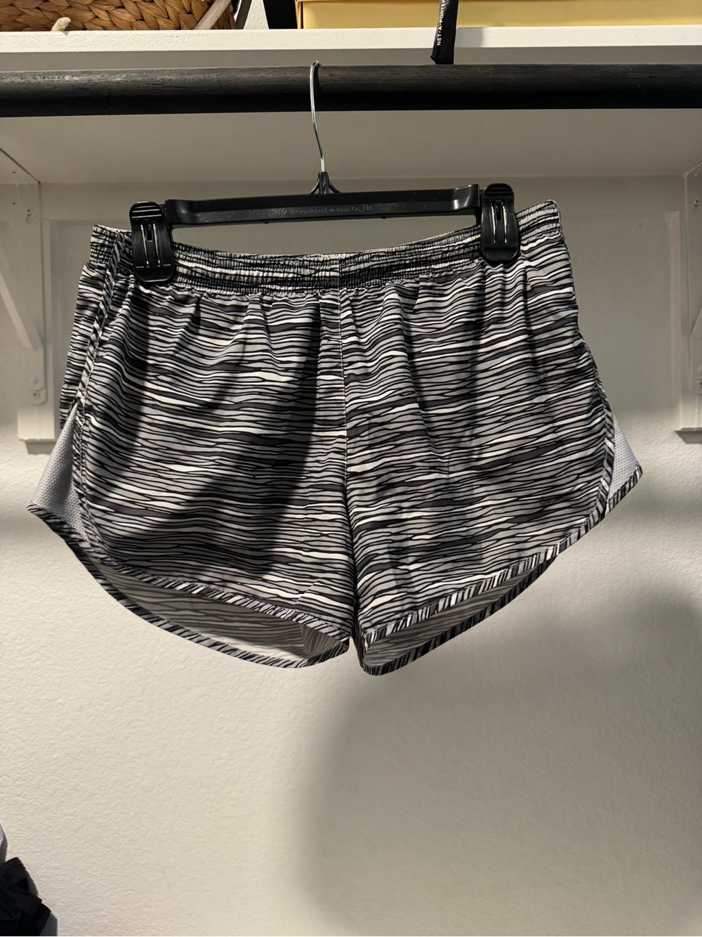 Women's Black & White Striped Athletic Shorts - Nike